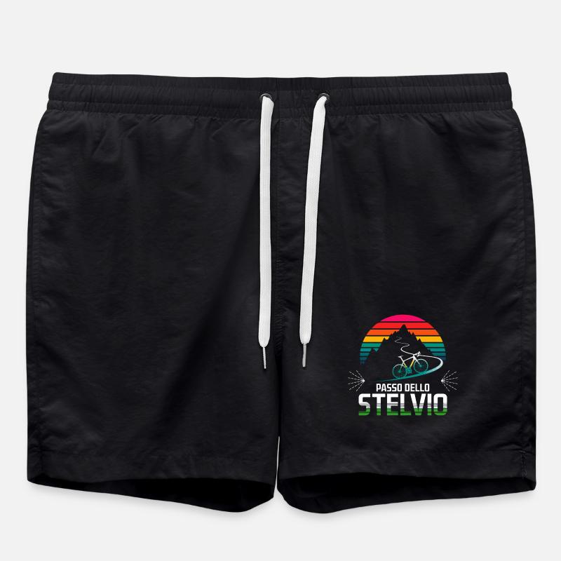Passo delle Stelvio Cycling Design - Swim Trunks - black