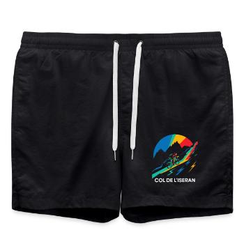 Col de l'Iseran Cycling Frankreich - Badeshorts - Schwarz - Vorne - AI Model Male 185 light (185cm)