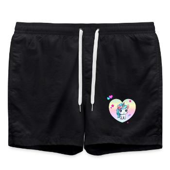 Licorne mignonne avec cœur pastel - Short de bain - noir - Devant - AI Model Male 185 light (185cm)