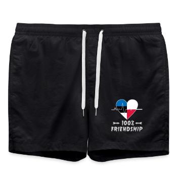 Estland und Polen 100% Freundschaft - Badeshorts - Schwarz - Vorne - AI Model Male 185 light (185cm)