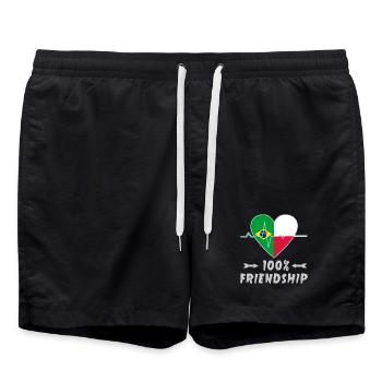 Brazil and Poland 100% friendship - Swim Trunks - black - Front - AI Model Male 185 light (185cm)