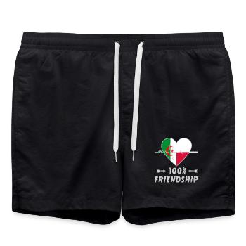 Algeria and Poland 100% friendship - Swim Trunks - black - Front - AI Model Male 185 light (185cm)