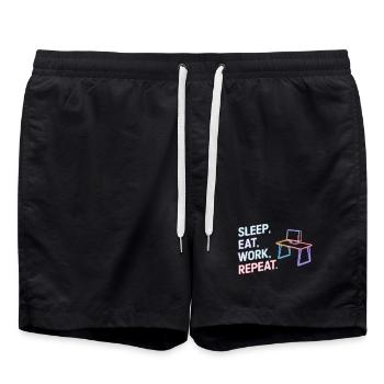 Schlaf Essen Arbeit Wiederholung Neon Design - Badeshorts - Schwarz - Vorne - AI Model Male 185 light (185cm)