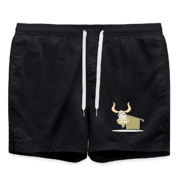 Illustration joyeuse d’une vache tibétaine. - Short de bain - noir - Devant - AI Model Male 185 light (185cm)