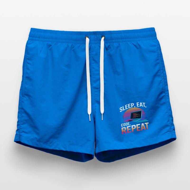 Sleep Eat Code Repeat Gift Programmeur Développeur Short de bain