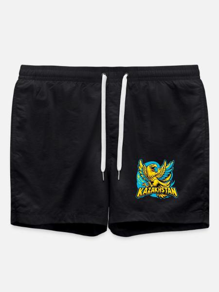 Kasachstan Adler Wappen Emblem Flagge Geschenk - Badeshorts - Schwarz