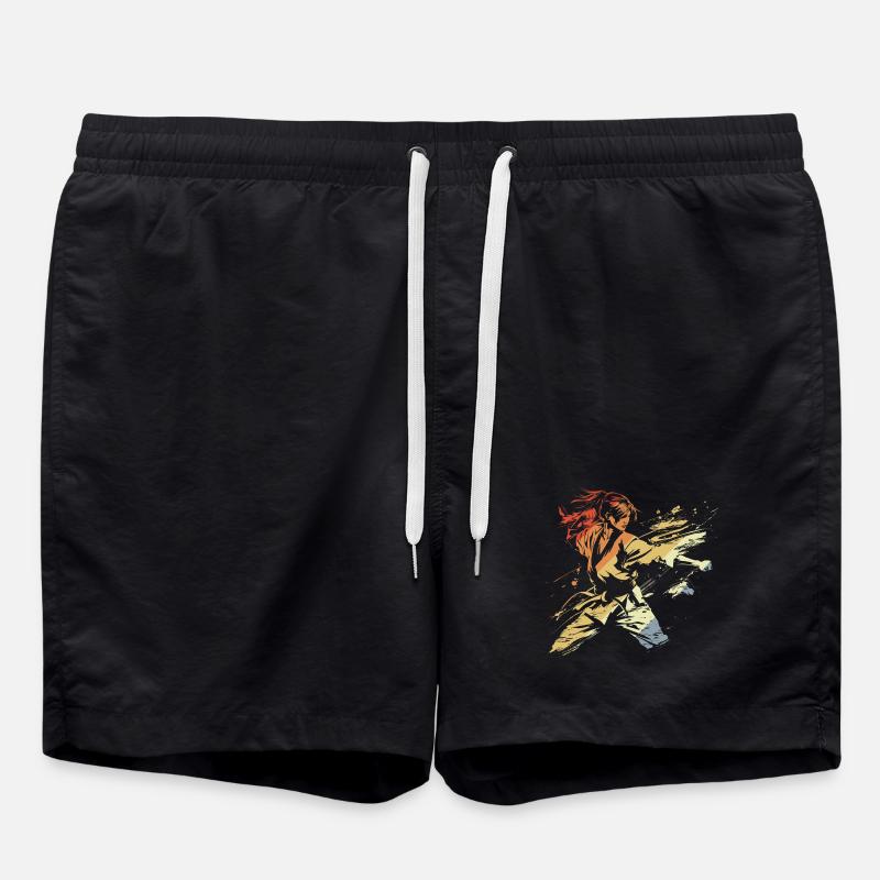 Retro Weibliche Karateka - Badeshorts - Schwarz