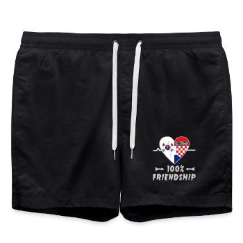 Südkorea und Kroatien 100% Freundschaft - Badeshorts - Schwarz - Vorne - AI Model Male 185 light (185cm)