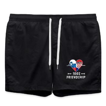 Slowenien und Kroatien 100% Freundschaft - Badeshorts - Schwarz - Vorne - AI Model Male 185 light (185cm)