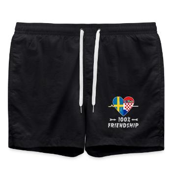 100 % amitié entre la Suède et la Croatie - Short de bain - noir - Devant - AI Model Male 185 light (185cm)