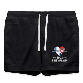 100 % amitié entre la Finlande et la Croatie - Short de bain - noir - Devant - AI Model Male 185 light (185cm)