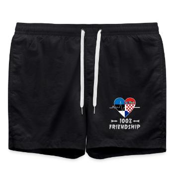 Estland und Kroatien 100% Freundschaft - Badeshorts - Schwarz - Vorne - AI Model Male 185 light (185cm)