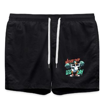 Leg Day Gans Beintraining witzig Gym Geschenk - Badeshorts - Schwarz - Vorne - AI Model Male 185 light (185cm)