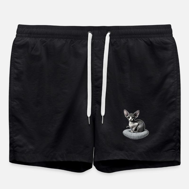 Kleine Sphynxkatze - Badeshorts - Schwarz