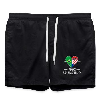 100 % amitié entre le Brésil et la Croatie - Short de bain - noir - Devant - AI Model Male 185 light (185cm)
