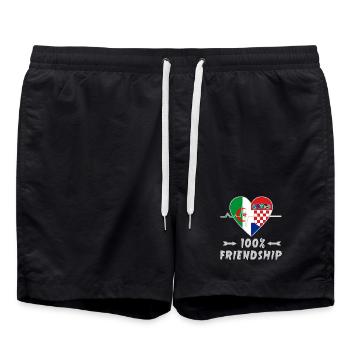 Algerien und Kroatien 100% Freundschaft - Badeshorts - Schwarz - Vorne - AI Model Male 185 light (185cm)