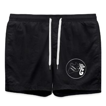 Wassermann Sternzeichen (Weiß) - Badeshorts - Schwarz - Vorne - AI Model Male 185 light (185cm)