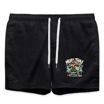 Muay Thai Tiger Thaiboxen Boxen Geschenk - Badeshorts - Schwarz - Vorne - AI Model Male 185 light (185cm)