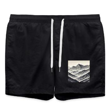 Linienberge der Schatten - Badeshorts - Schwarz - Vorne - AI Model Male 185 light (185cm)