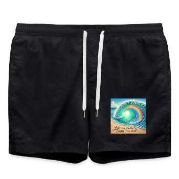 Wave Journey Rainbow Swirl - Swim Trunks - black - Front - AI Model Male 185 light (185cm)