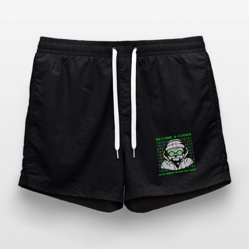 Became a Coder – Hacker Dog Binary Look Swim Trunks