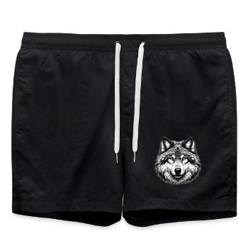 Wolf - Badeshorts - Schwarz - Vorne - AI Model Male 185 light (185cm)