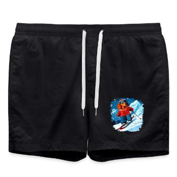 Dackel Ski - Badeshorts - Schwarz - Vorne - AI Model Male 185 light (185cm)