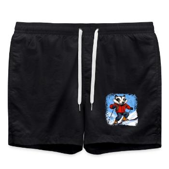 Dachse Ski / Skifahrer Dachs - Badeshorts - Schwarz - Vorne - AI Model Male 185 light (185cm)