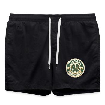 Vintage Design Year 1945 - Swim Trunks - black - Front - AI Model Male 185 light (185cm)