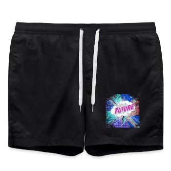 FUTURE Pop Art surreal - Badeshorts - Schwarz - Vorne - AI Model Male 185 light (185cm)