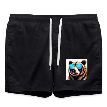 Ours avec lunettes de soleil Pop Art - Short de bain - noir - Devant - AI Model Male 185 light (185cm)