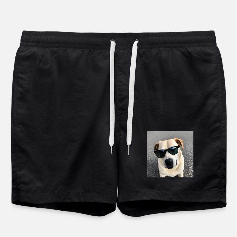 Hund mit Sonnenbrille - Badeshorts - Schwarz