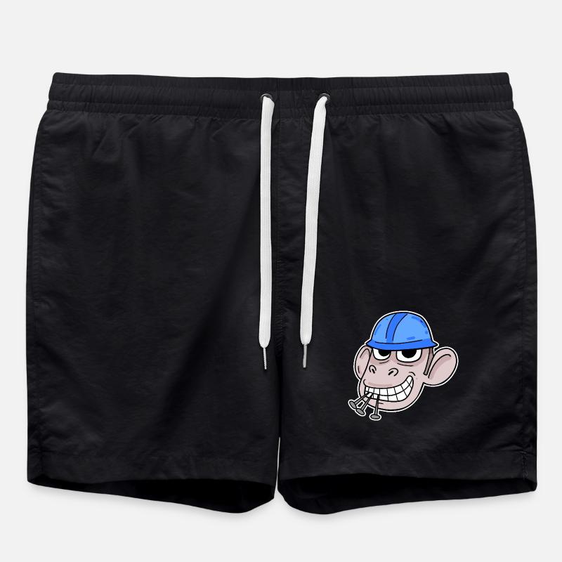Affe Baustelle Bauarbeiter - Badeshorts - Schwarz
