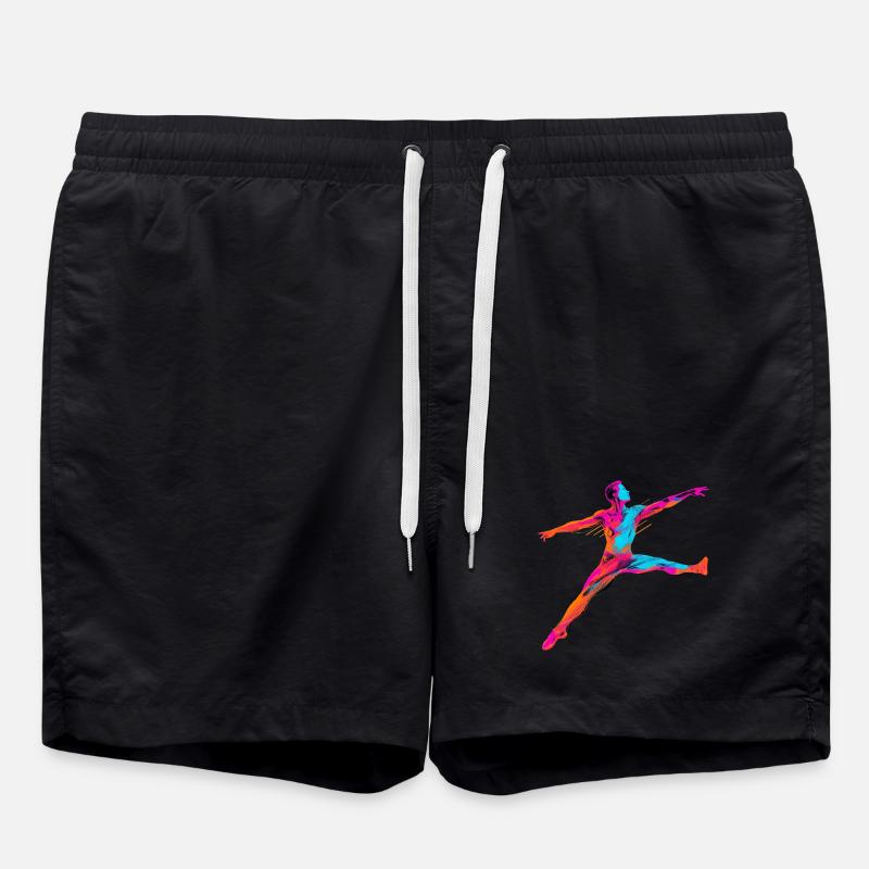 Männlicher Ballett Tänzer Synthwave - Badeshorts - Schwarz
