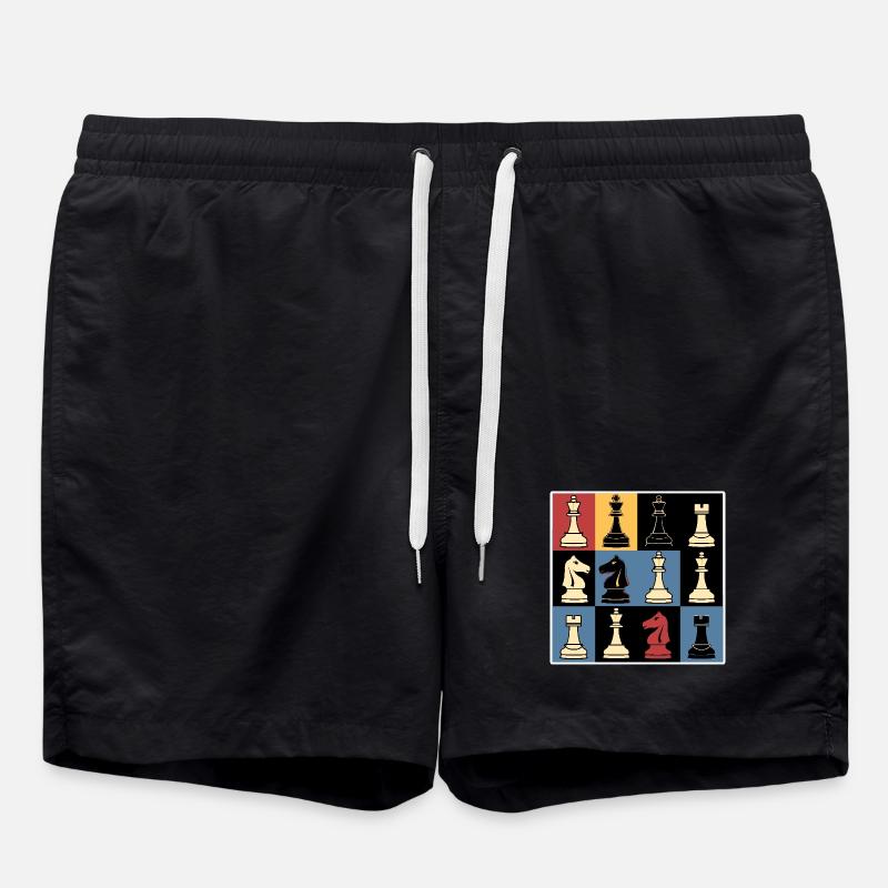 Chess Pieces Graphics - Swim Trunks - black