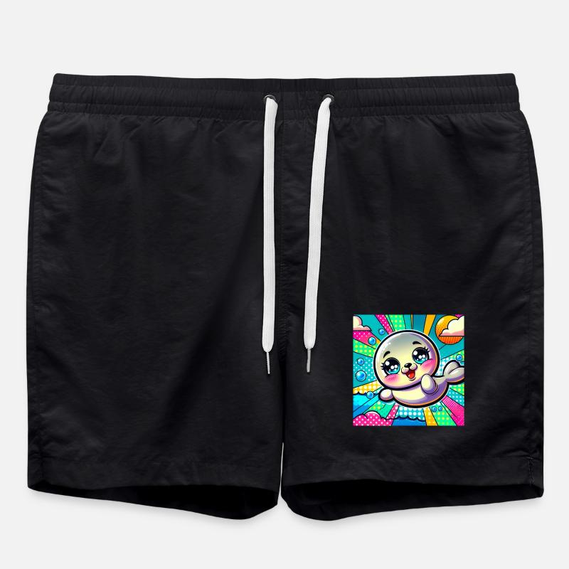 Bunte robbe - Badeshorts - Schwarz