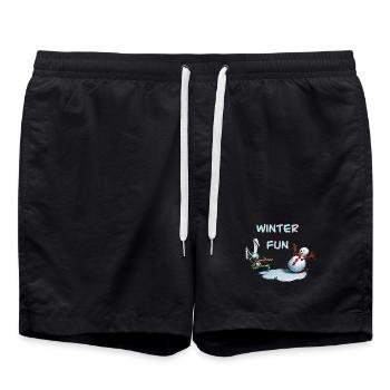 Divertissements d’hiver : Lapin et bonhomme de neige - Short de bain - noir - Devant - AI Model Male 185 light (185cm)