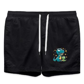 T-Rex Baby Dino Geschwister Dinobaby Geschenk - Badeshorts - Schwarz - Vorne - AI Model Male 185 light (185cm)