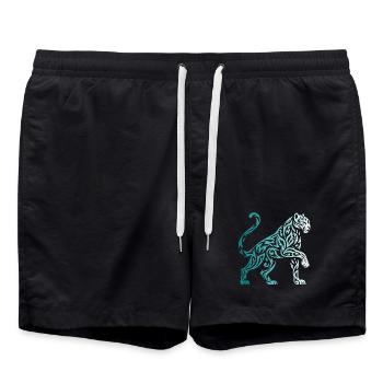 Tribal Panther Gradient Blue White - Swim Trunks - black - Front - AI Model Male 185 light (185cm)