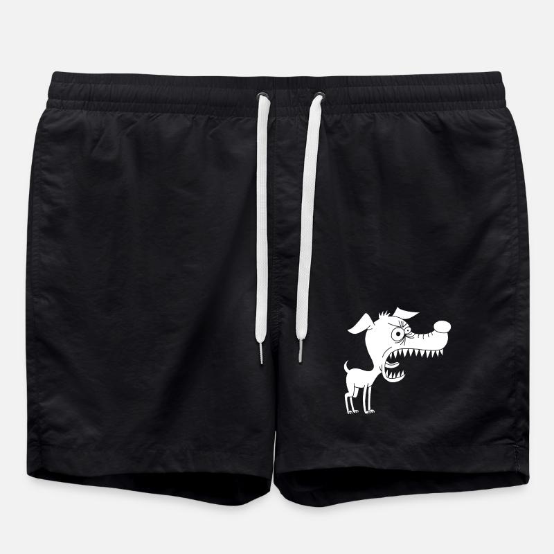 Petit chien blanc et grande gueule - Short de bain - noir