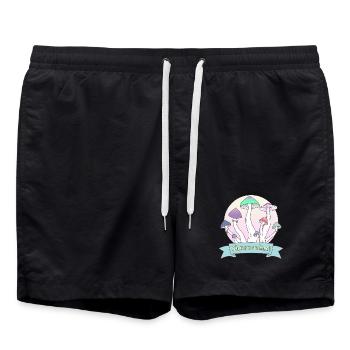 Zeit für Pilze! Psilocybe Cubensis farbiges Design - Badeshorts - Schwarz - Vorne - AI Model Male 185 light (185cm)