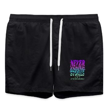 Psychedelic Mushroom Design – Never Ending Stories - Swim Trunks - black - Front - AI Model Male 185 light (185cm)