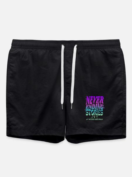 Psychedelisches Pilz-Design – Never Ending Stories - Badeshorts - Schwarz