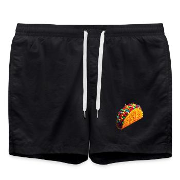 Taco aus bunten Plastiksteinen - Badeshorts - Schwarz - Vorne - AI Model Male 185 light (185cm)