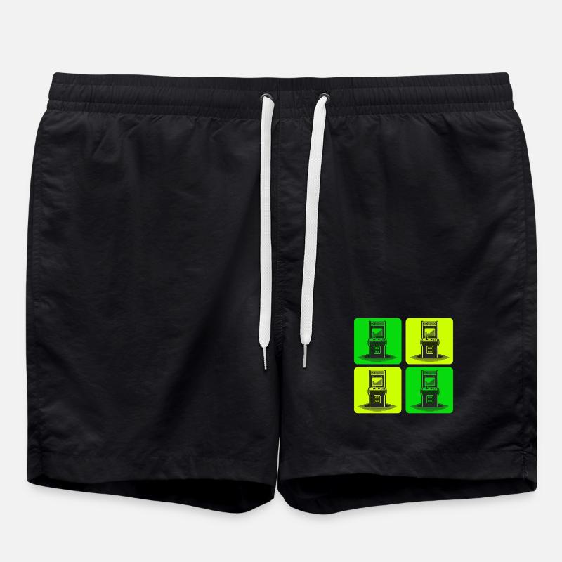 Retro Gaming Machines 80s - Swim Trunks - black