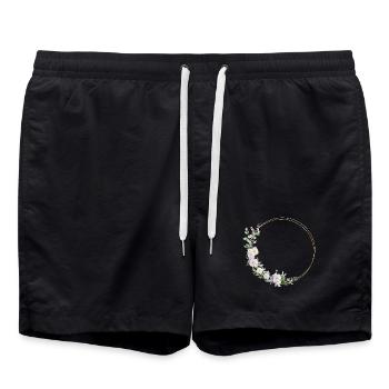 Frühlings-Kranz- personalisierbar - Badeshorts - Schwarz - Vorne - AI Model Male 185 light (185cm)