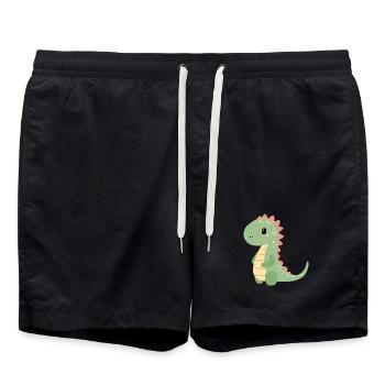 Motif enfant Dino coloré - Short de bain - noir - Devant - AI Model Male 185 light (185cm)