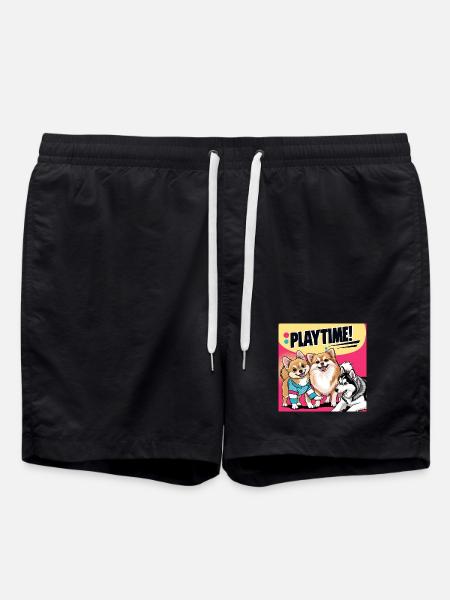 Comic Dogs - Playtime - Swim Trunks - black