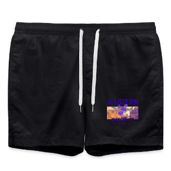 Western Wildflower – Retro Country Ästhetik - Badeshorts - Schwarz - Vorne - AI Model Male 185 light (185cm)