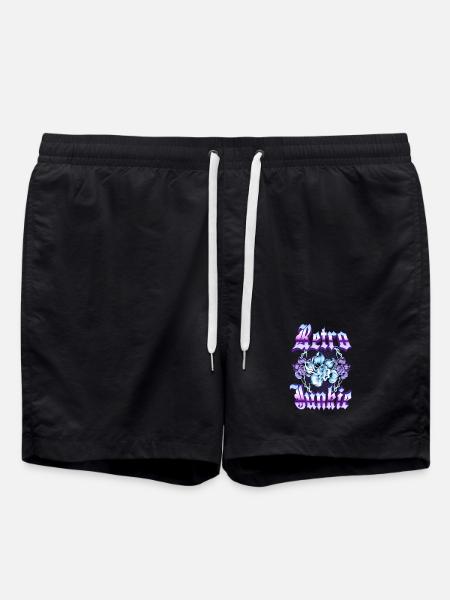Retro Junkie – 90s Gothic Floral Style - Swim Trunks - black